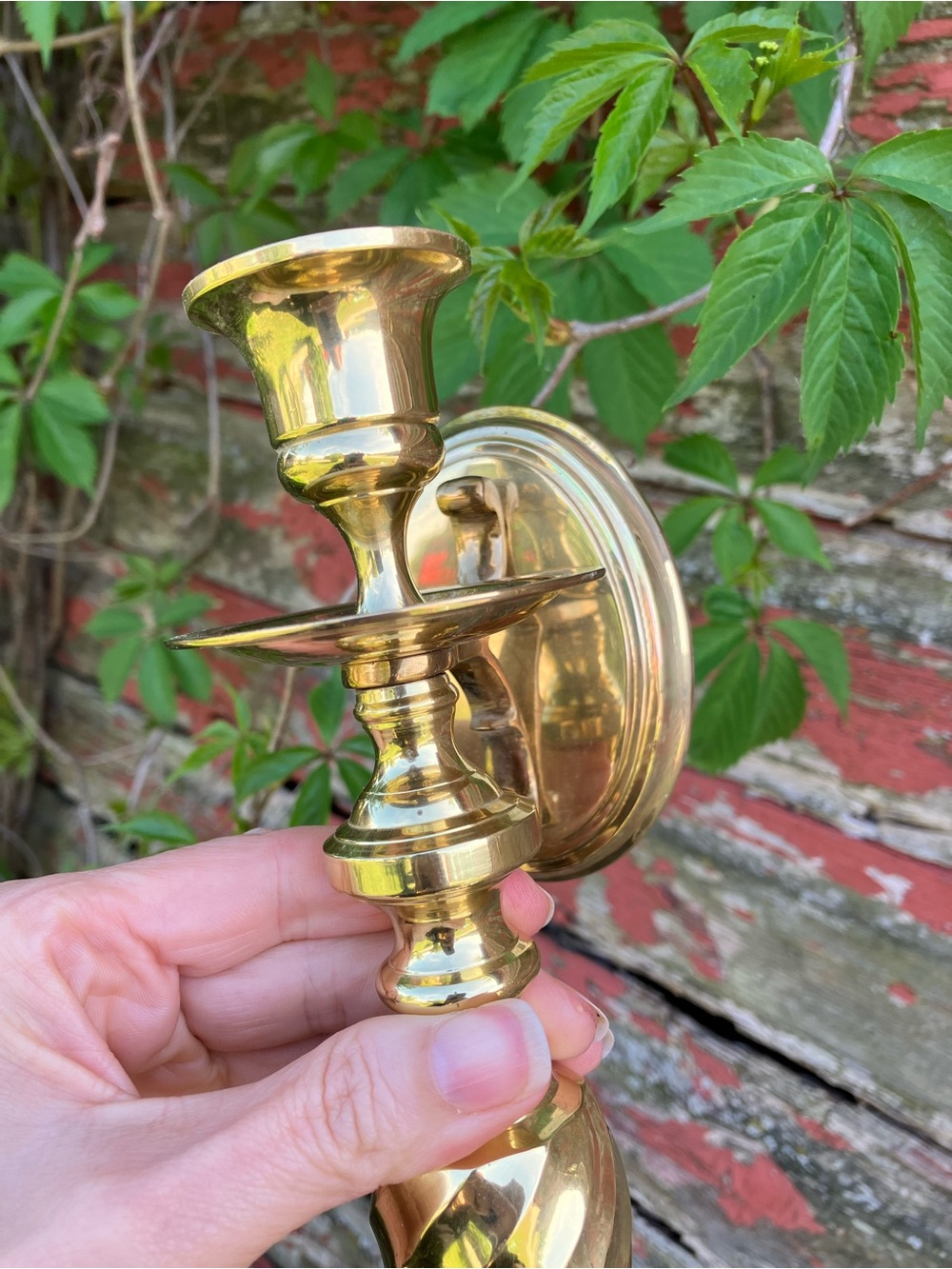 Whimsical Vintage Set of Solid Brass Candlestick Wall Sconces Cottage Decor - Picture 11 of 14